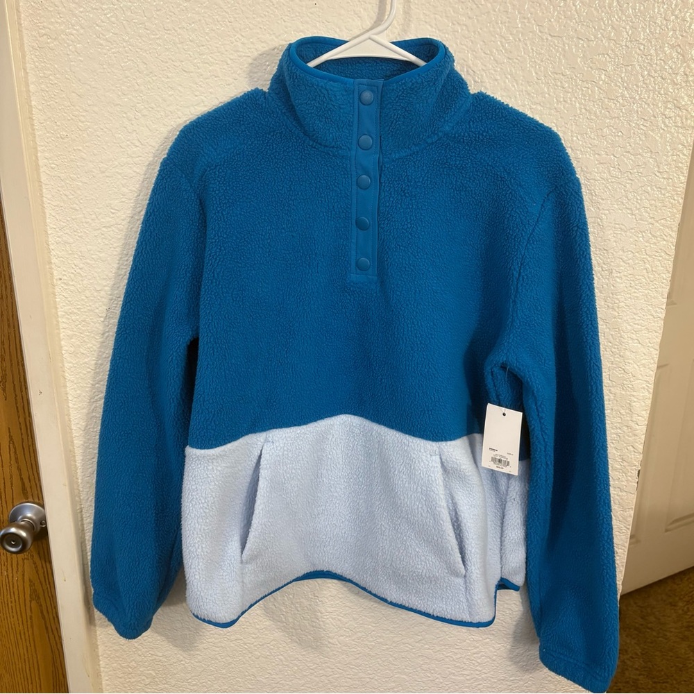 Tek Gear Sherpa Fleece Snap Pullover Jacket Women's Medium Turquoise Blue